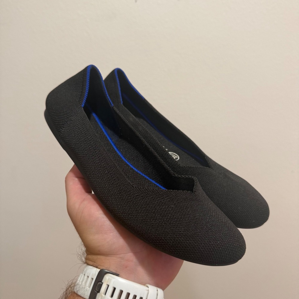 Rothy's The Flat Black Solid Round Toe Knit Shoes Womens 7.5 Eco Friendly